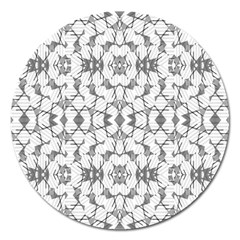 Grey And White Abstract Geometric Print Magnet 5  (round) by dflcprintsclothing