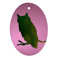 Owl Bird Branch Nature Animal Ornament (oval) by HermanTelo