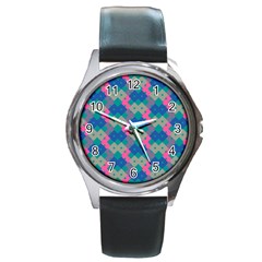 Geo Puzzle Round Metal Watch