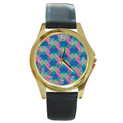 Geo Puzzle Round Gold Metal Watch