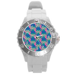 Geo Puzzle Round Plastic Sport Watch (l)