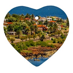 Punta Colorada Aerial Landscape Scene, Uruguay Ornament (heart) by dflcprintsclothing