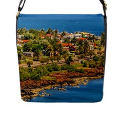 Punta Colorada Aerial Landscape Scene, Uruguay Flap Closure Messenger Bag (l) by dflcprintsclothing