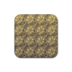 Retro Stlye Floral Decorative Print Pattern Rubber Square Coaster (4 Pack)  by dflcprintsclothing