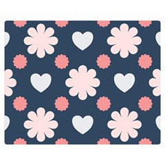 Flowers And Hearts  Double Sided Flano Blanket (medium)  by MooMoosMumma