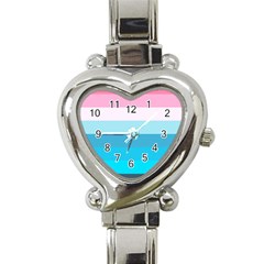 Sea And Sunset Heart Italian Charm Watch by tmsartbazaar