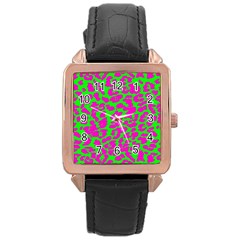 Neon Big Cat Rose Gold Leather Watch  by Angelandspot