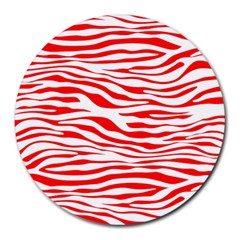 Red And White Zebra Round Mousepads