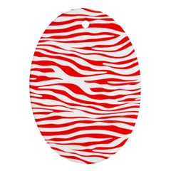 Red And White Zebra Oval Ornament (two Sides) by Angelandspot