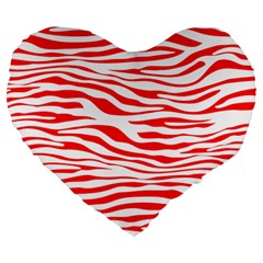 Red And White Zebra Large 19  Premium Heart Shape Cushions by Angelandspot
