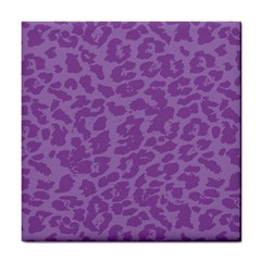 Purple Big Cat Pattern Tile Coaster by Angelandspot