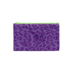 Purple Big Cat Pattern Cosmetic Bag (xs)