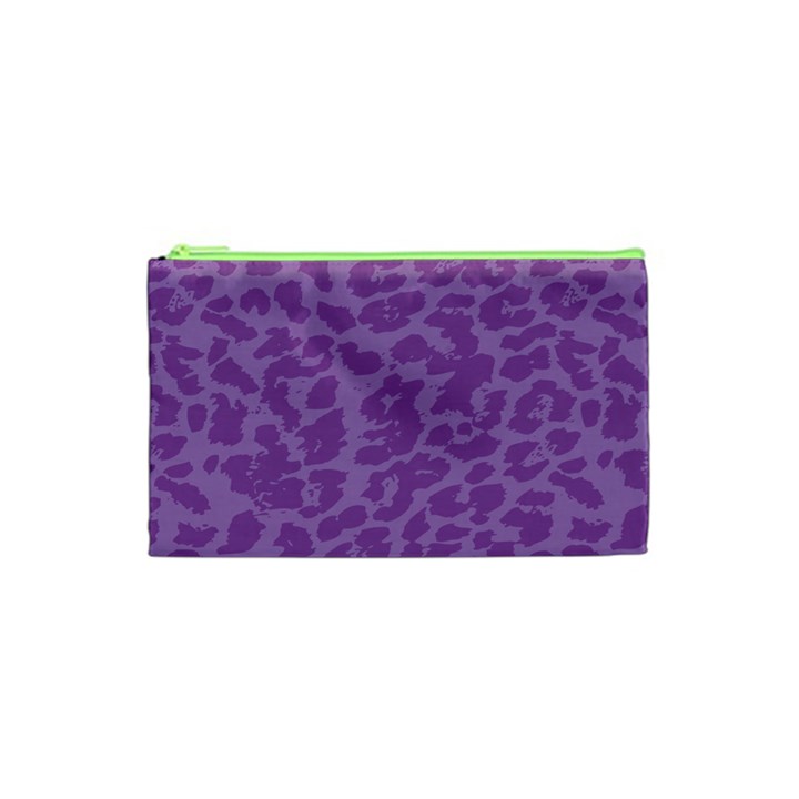 Purple Big Cat Pattern Cosmetic Bag (XS)