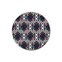 Boho Geometric Rubber Round Coaster (4 Pack)  by tmsartbazaar