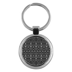 Ethnic Black And White Geometric Print Key Chain (Round)