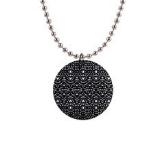 Ethnic Black And White Geometric Print 1  Button Necklace