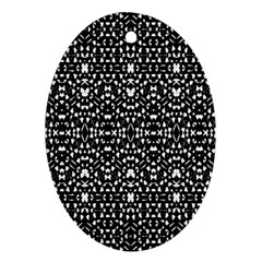 Ethnic Black And White Geometric Print Oval Ornament (Two Sides)