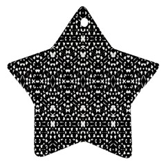 Ethnic Black And White Geometric Print Star Ornament (two Sides)