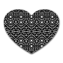 Ethnic Black And White Geometric Print Heart Mousepads