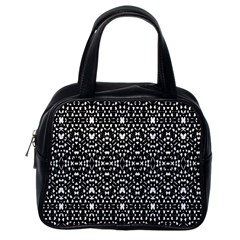 Ethnic Black And White Geometric Print Classic Handbag (One Side)