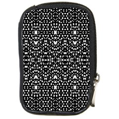 Ethnic Black And White Geometric Print Compact Camera Leather Case