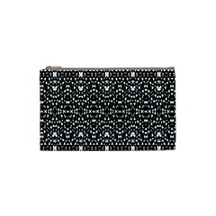 Ethnic Black And White Geometric Print Cosmetic Bag (Small)