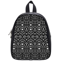 Ethnic Black And White Geometric Print School Bag (Small)