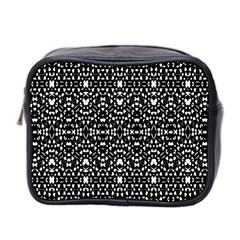 Ethnic Black And White Geometric Print Mini Toiletries Bag (Two Sides)