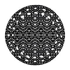 Ethnic Black And White Geometric Print Round Filigree Ornament (Two Sides)