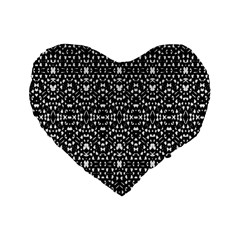 Ethnic Black And White Geometric Print Standard 16  Premium Flano Heart Shape Cushions