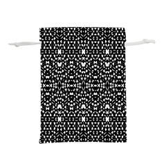 Ethnic Black And White Geometric Print Lightweight Drawstring Pouch (M)