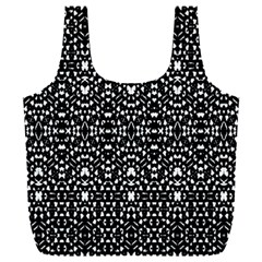 Ethnic Black And White Geometric Print Full Print Recycle Bag (XXL)
