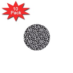 Leopard Spots, White, Brown Black, Animal Fur Print 1  Mini Buttons (10 Pack) 