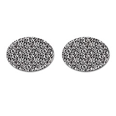 Leopard Spots, White, Brown Black, Animal Fur Print Cufflinks (oval) by Casemiro