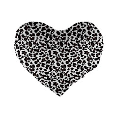 Leopard Spots, White, Brown Black, Animal Fur Print Standard 16  Premium Heart Shape Cushions by Casemiro