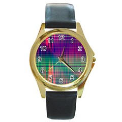 Glitch Round Gold Metal Watch by Angelandspot