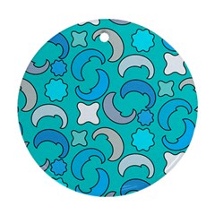 Cloudy Blue Moon Ornament (round) by tmsartbazaar