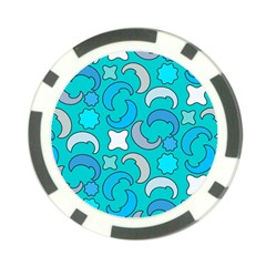 Cloudy Blue Moon Poker Chip Card Guard by tmsartbazaar