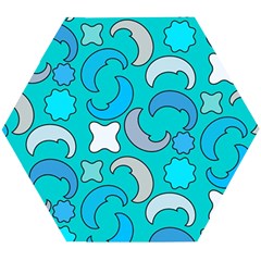 Cloudy Blue Moon Wooden Puzzle Hexagon by tmsartbazaar