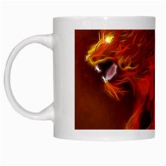 Fire Lion Flame Light Mystical White Mugs