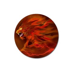 Fire Lion Flame Light Mystical Magnet 3  (round) by HermanTelo