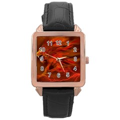 Fire Lion Flame Light Mystical Rose Gold Leather Watch 