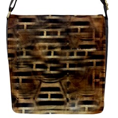 Textures Brown Wood Flap Closure Messenger Bag (s) by Alisyart