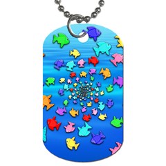 Fractal Art School Of Fishes Dog Tag (one Side) by WolfepawFractals