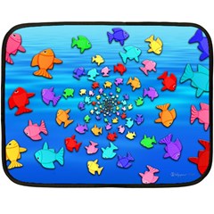 Fractal Art School Of Fishes Double Sided Fleece Blanket (mini)  by WolfepawFractals