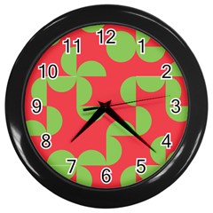 Retro Red And Greren Wall Clock (black) by MooMoosMumma