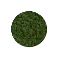 Green Army Camouflage Pattern Rubber Round Coaster (4 Pack) 