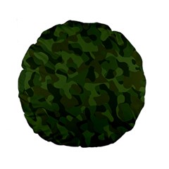 Green Army Camouflage Pattern Standard 15  Premium Round Cushions by SpinnyChairDesigns