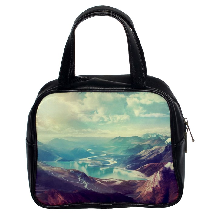 Landscape Mountains Lake River Classic Handbag (Two Sides)