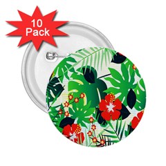 Tropical Leaf Flower Digital 2 25  Buttons (10 Pack) 